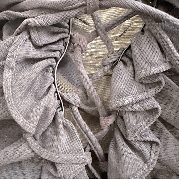 Very cute sheer black sleeveless ruffle shirt with lace up front! Size M - Picture 8 of 8